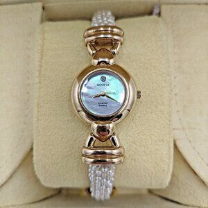 Vintage Geneve Diamond inlay Quartz Watch Women Mother of Pearl Face, UNTESTED